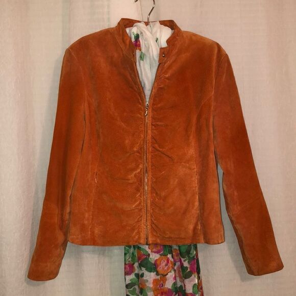 Wilsons Leather XL Burnt Orange Genuine Suede Leather Jacket - Picture 1 of 17